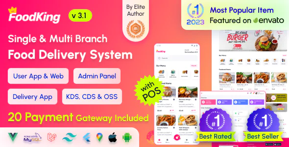 FoodKing - Restaurant Food Delivery System with Admin Panel & Delivery Man App | Restaurant POS