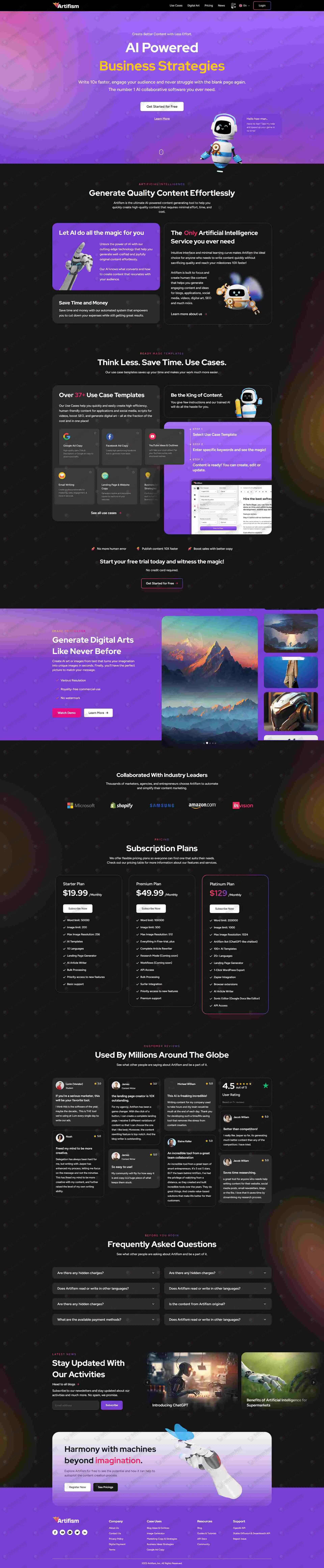 AI Content & Image Generator SaaS - Artifism -4.9.0