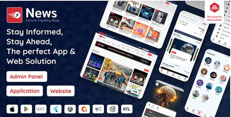 News App and Web -Flutter News App for Android and IOS App | News Website with Admin panel