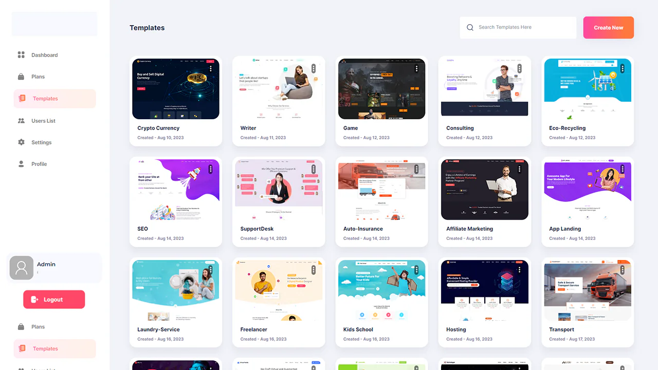 Application Website Builder for HTML Template